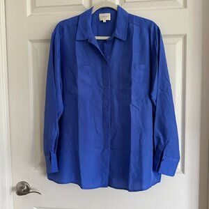 Sezane Maxence Silk Shirt Electric Blue Sz 40/8